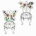 2 Asst Decoración del jardín Silla de metal Flowerpot Stand Craft